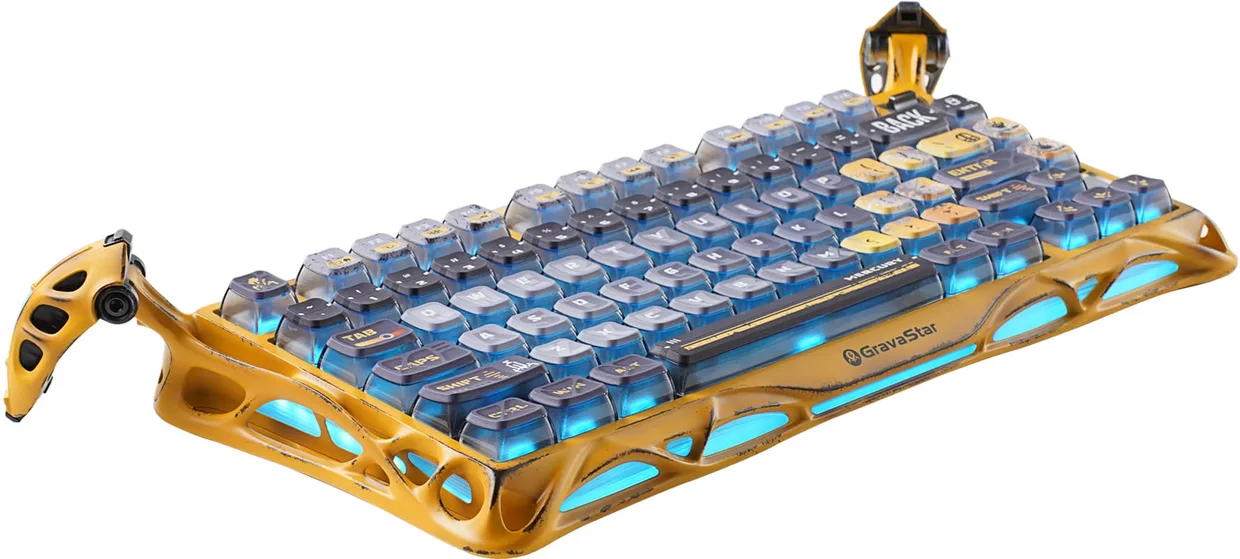 Клавиатура GravaStar Mercury K1 Pro Wireless Kailh Speedy Mint Battle-Worn Yellow (GS K1 PRO_YLW) — фото 9