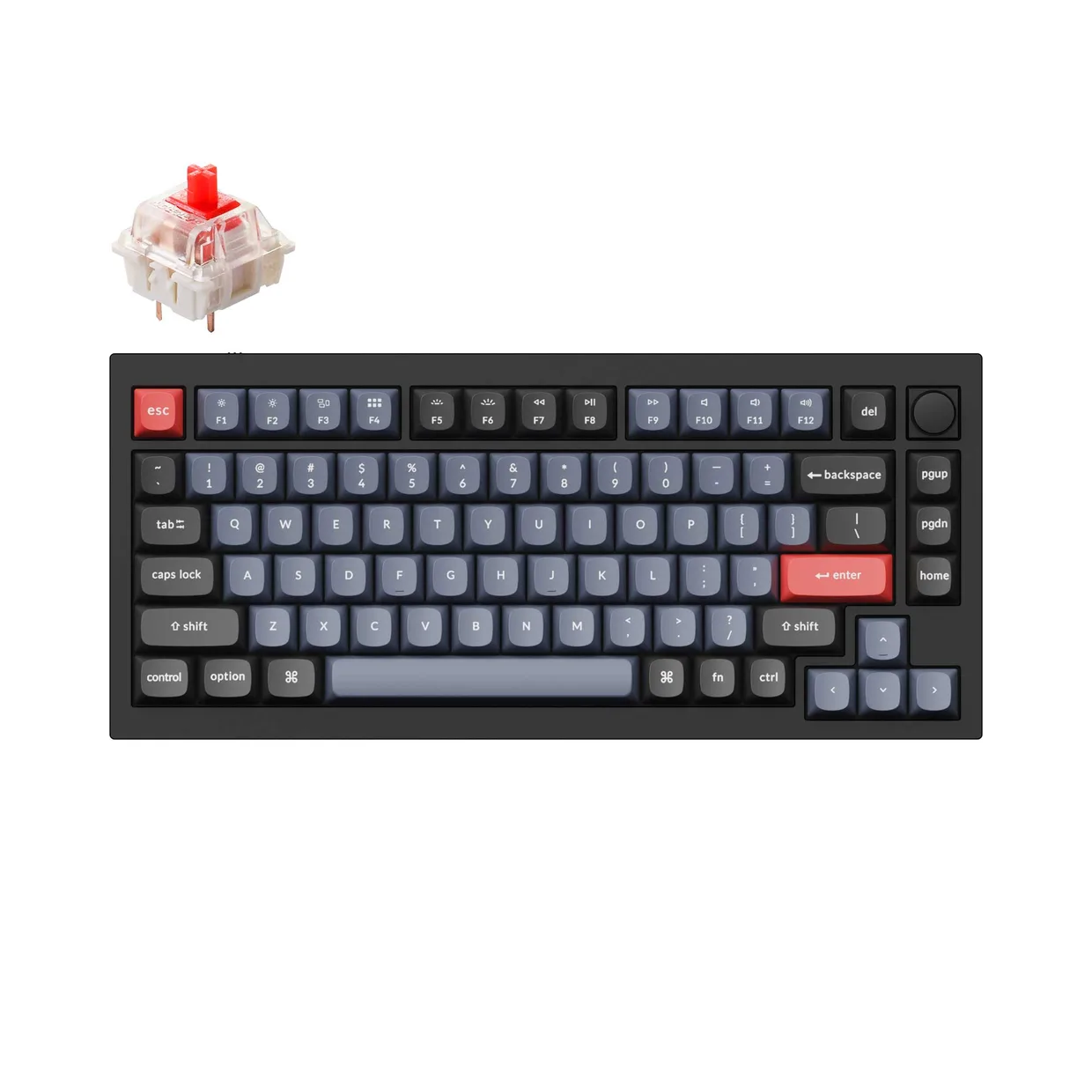 Клавіатура Keychron Q1 QMK Knob Gateron G Pro Red Carbon Black - A (Q1-M1)