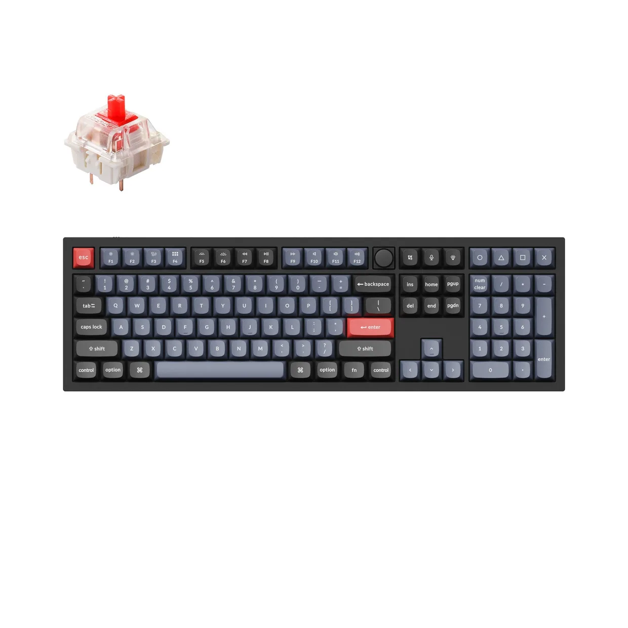 Клавіатура Keychron Q6 QMK Knob Gateron G Pro Red Carbon Black - A (Q6-M1)