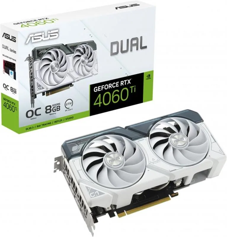 Видеокарта Asus GeForce RTX 4060 Ti 8GB GDDR6 Dual OC White (DUAL-RTX4060TI-O8G-WHITE)