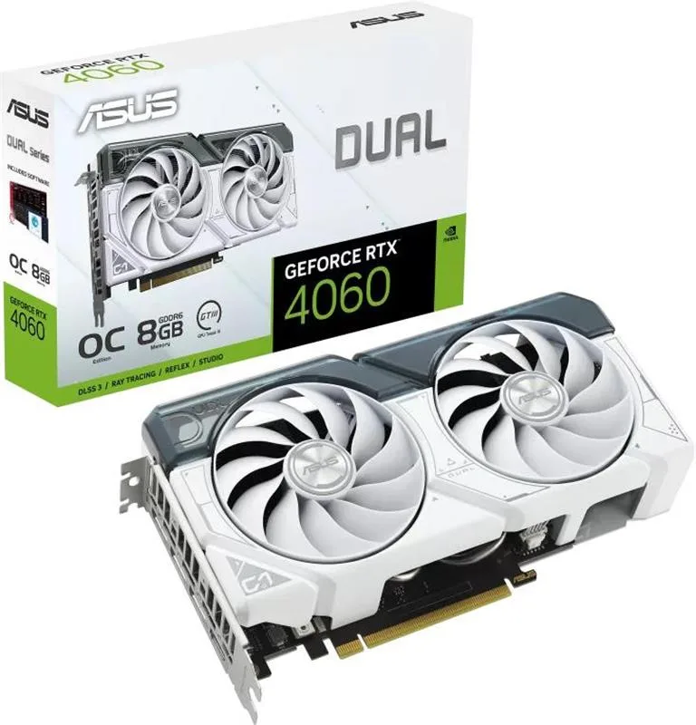 Видеокарта Asus GeForce RTX 4060 8GB GDDR6 Dual OC White (DUAL-RTX4060-O8G-WHITE)