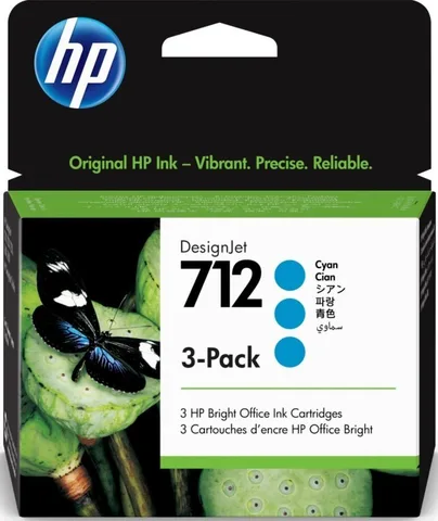 Набор картриджей HP 712 29 мл Cyan 3-Pack (3ED77A)