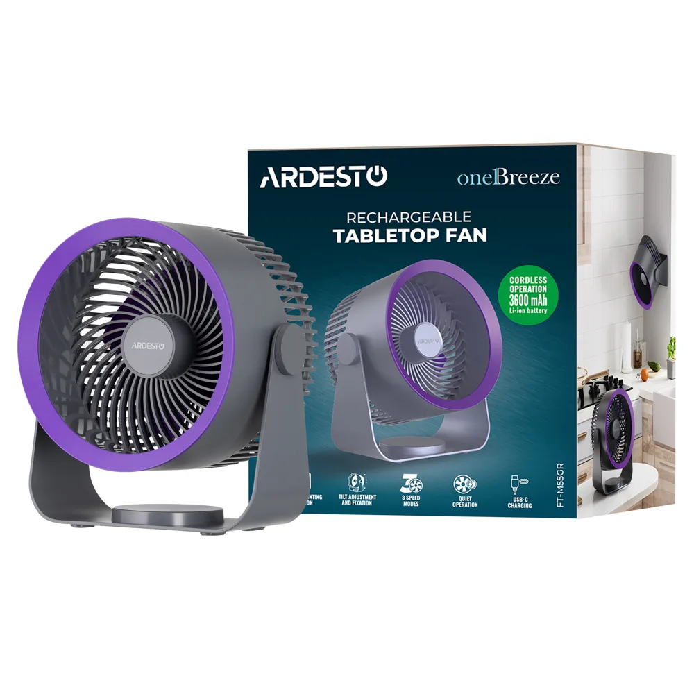 Вентилятор настільний акумуляторний Ardesto OneBreeze FT-M55GR сірий