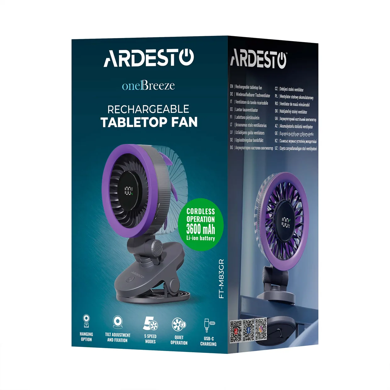Вентилятор акумуляторний на кліпсі Ardesto OneBreeze FT-M83GR сірий — фото 10
