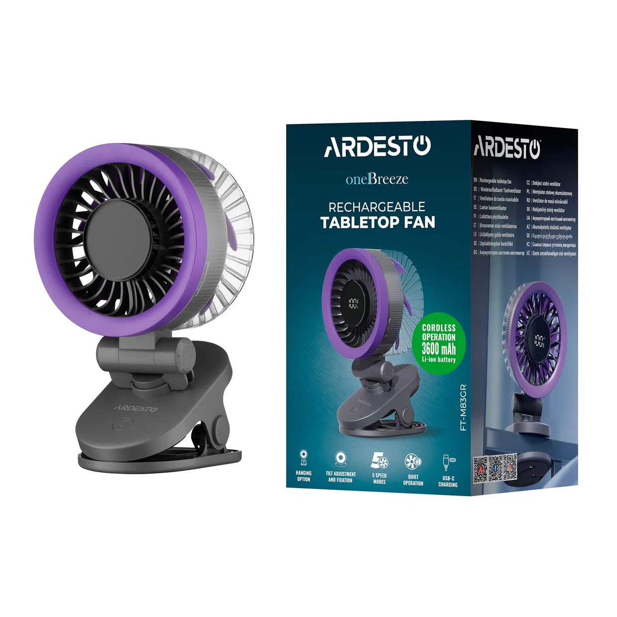 Вентилятор акумуляторний на кліпсі Ardesto OneBreeze FT-M83GR сірий — фото 11