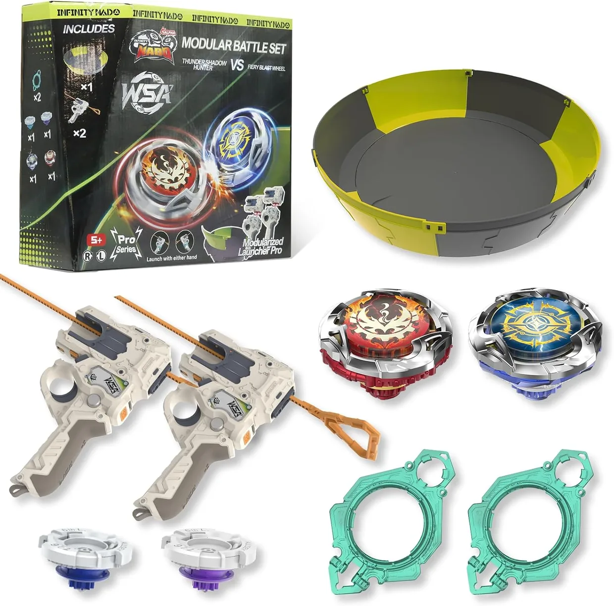 Игровой набор волчков Infinity Nado VII Pro Series Modular Battle Set: Thunder Shadow Hunter vs Fiery Blast Wheel — фото 11