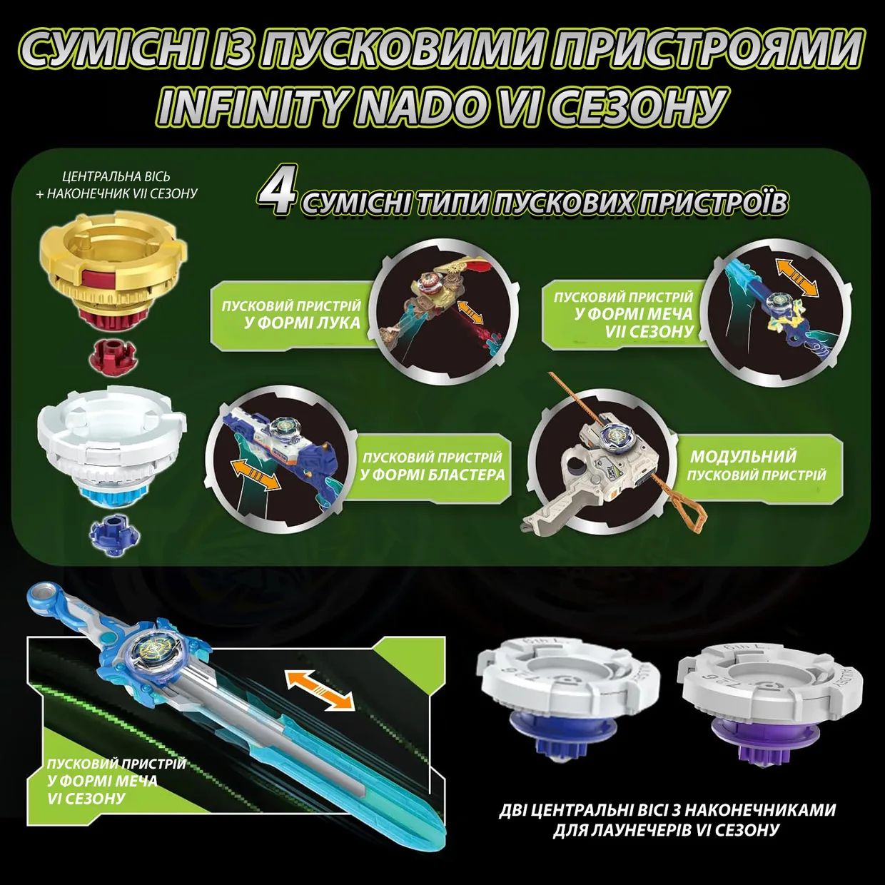 Игровой набор волчков Infinity Nado VII Pro Series Modular Battle Set: Thunder Shadow Hunter vs Fiery Blast Wheel — фото 15
