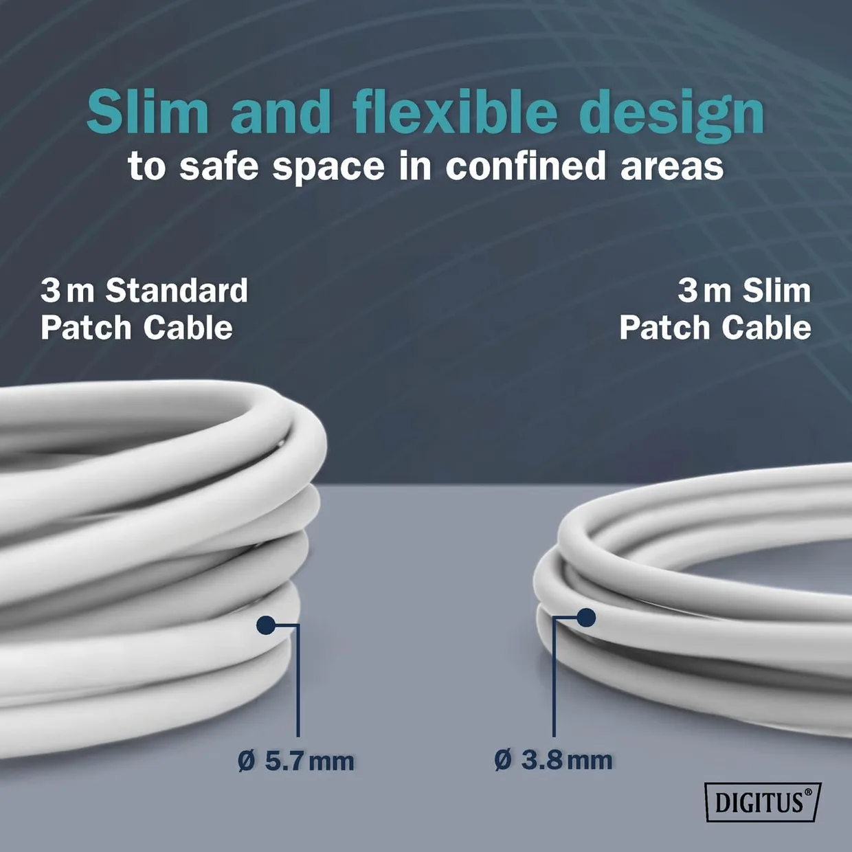 Патч-корд Digitus CAT 6A F/FTP Slim 0,5 м серый (DK-1632-A-005S) — фото 3
