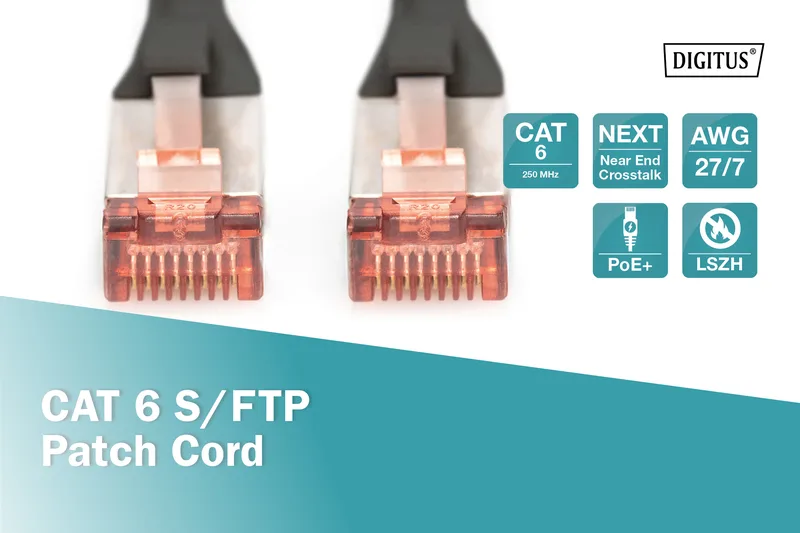 Патч-корд Digitus CAT 6 S/FTP 0,25 м чорний (DK-1644-0025/BL) — фото 2