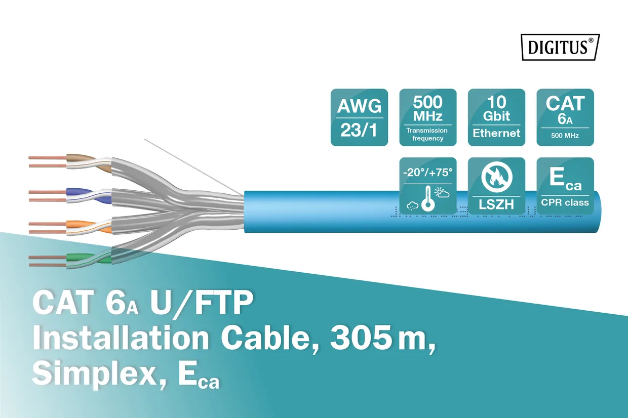 Кабель вита пара Digitus CAT 6A U/FTP 305 м блакитний (DK-1625-A-VH-305) — фото 4