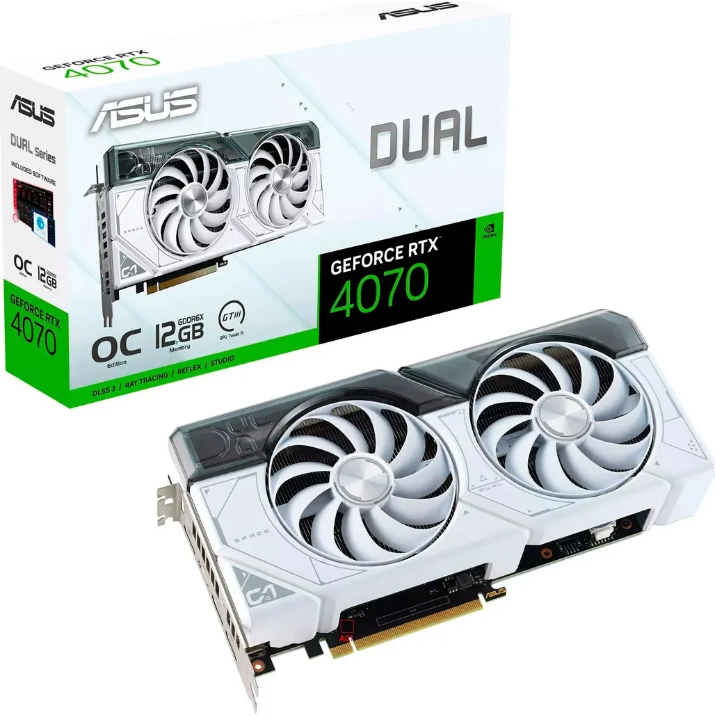 Видеокарта Asus GeForce RTX 4070 12GB GDDR6X Dual EVO White OC (DUAL-RTX4070-O12G-EVO-WHITE)