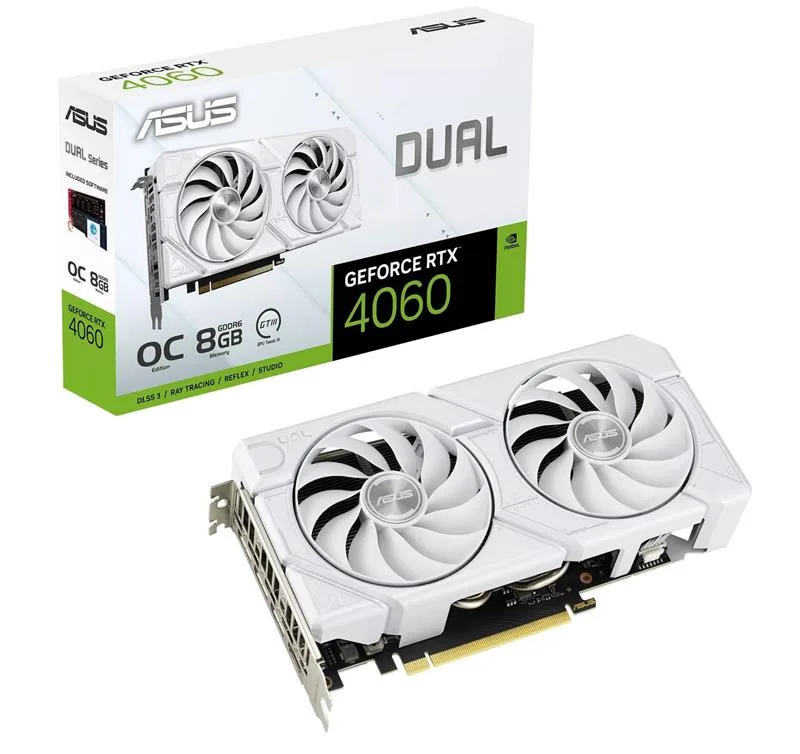 Видеокарта Asus GeForce RTX 4060 8GB GDDR6 Dual Evo White OC (DUAL-RTX4060-O8G-EVO-WHITE)