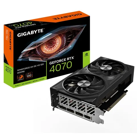 Видеокарта Gigabyte GeForce RTX 4070 12GB GDDR6 Windforce 2X OC V2 (GV-N4070WF2OCV2-12GD)