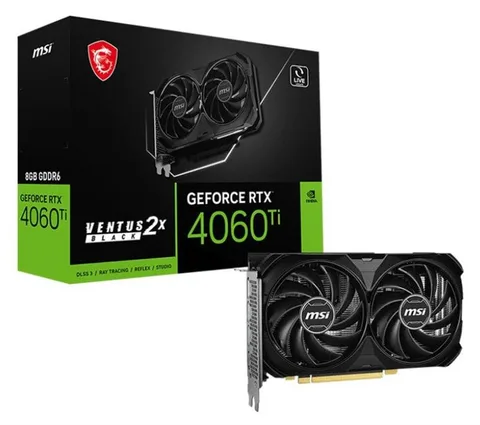 Видеокарта MSI GeForce RTX 4060 Ti 8GB GDDR6 Ventus 2X Black E1 OC (GeForce RTX 4060 Ti 8G VENTUS 2X BLACK E1 OC)