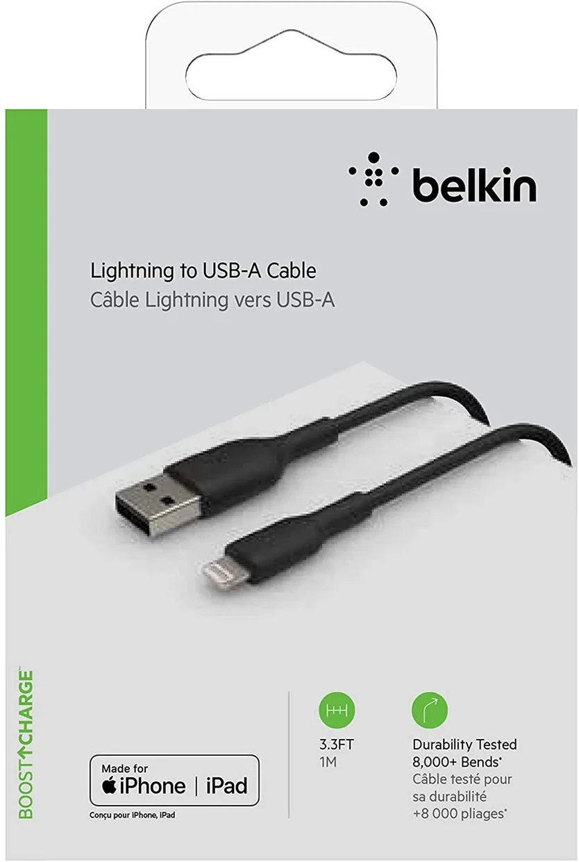 Кабель Belkin USB-A – Lightning 12 Вт 1 м чорний (CAA001BT1MBK) — фото 6
