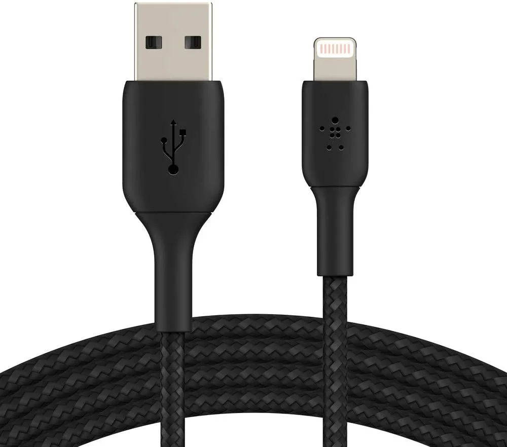Кабель Belkin USB-A – Lightning 12 Вт, плетёный 1 м черный (CAA002BT1MBK)