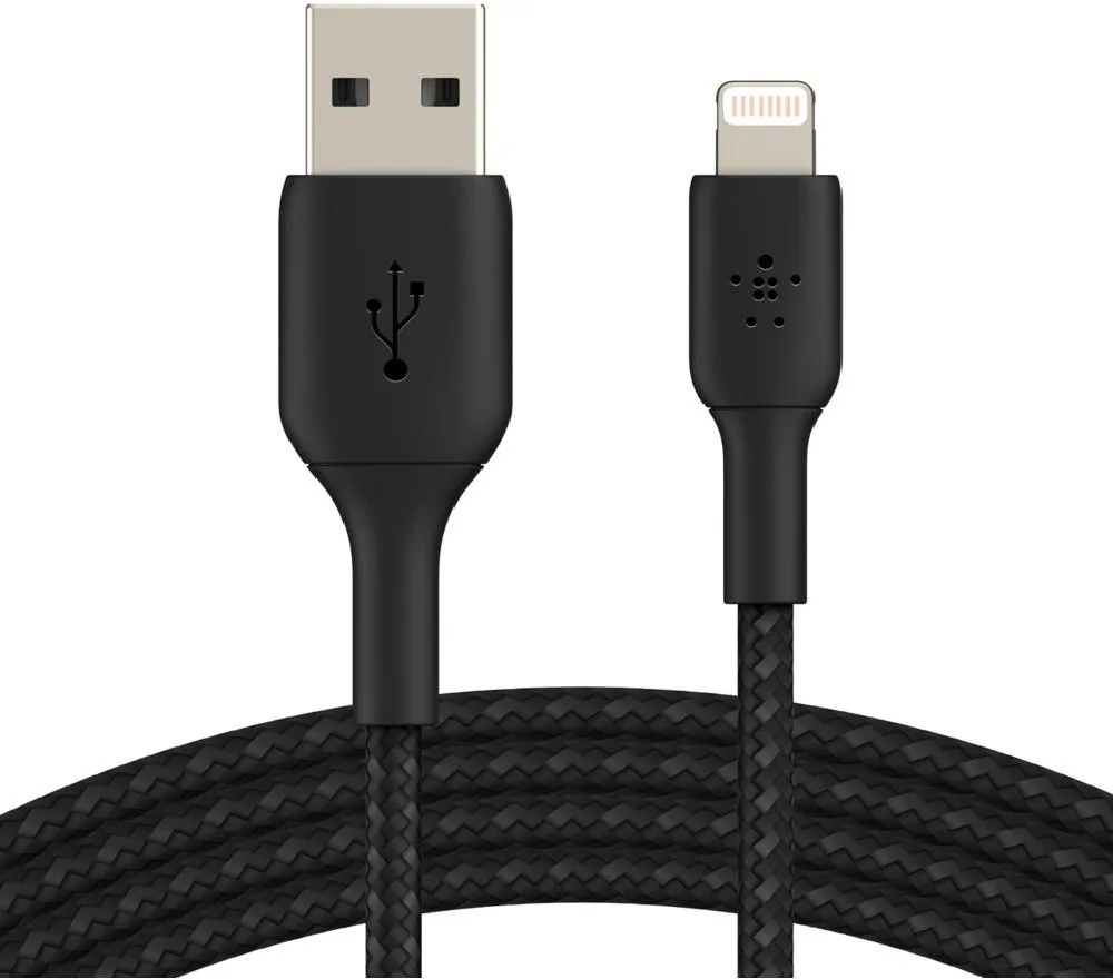 Кабель Belkin USB-A – Lightning 12 Вт, плетёный 2 м черный (CAA002BT2MBK) — фото 3