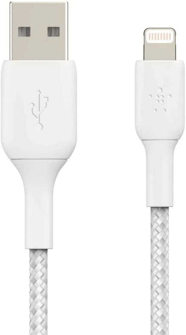 Кабель Belkin USB-A – Lightning 12 Вт, плетёный 2 м белый (CAA002BT2MWH) — фото 2