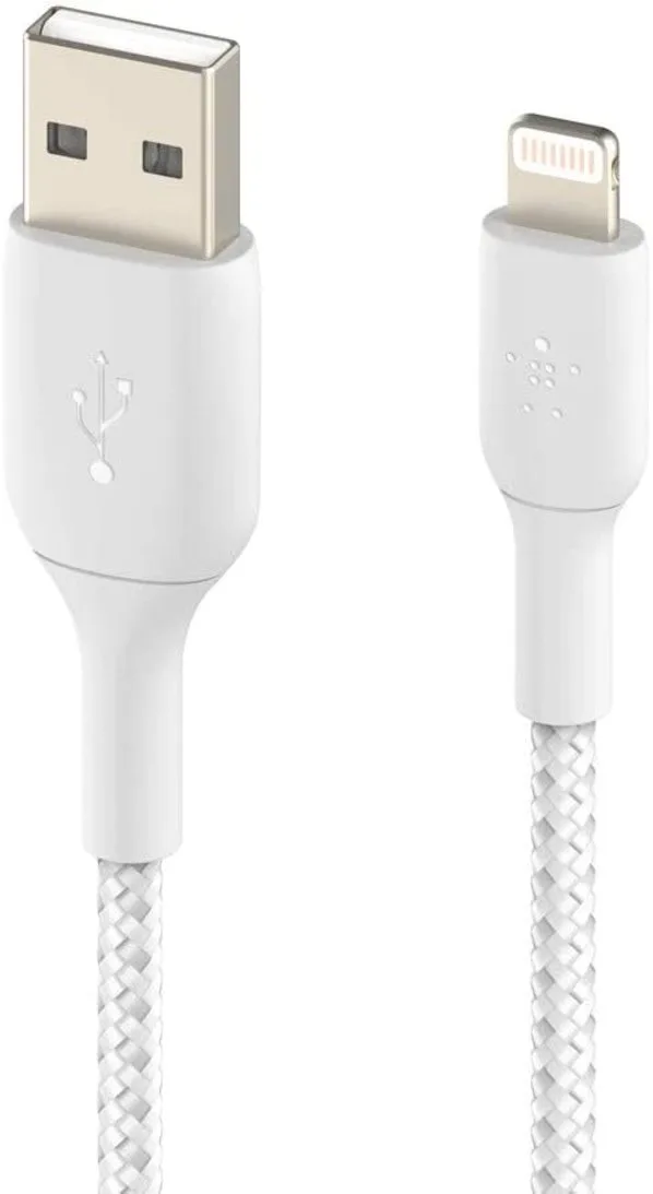 Кабель Belkin USB-A – Lightning 12 Вт, плетёный 2 м белый (CAA002BT2MWH) — фото 3