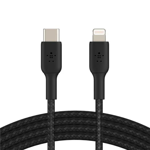 Кабель Belkin USB-C – Lightning 30 Вт, плетений 1 м чорний (CAA004BT1MBK)