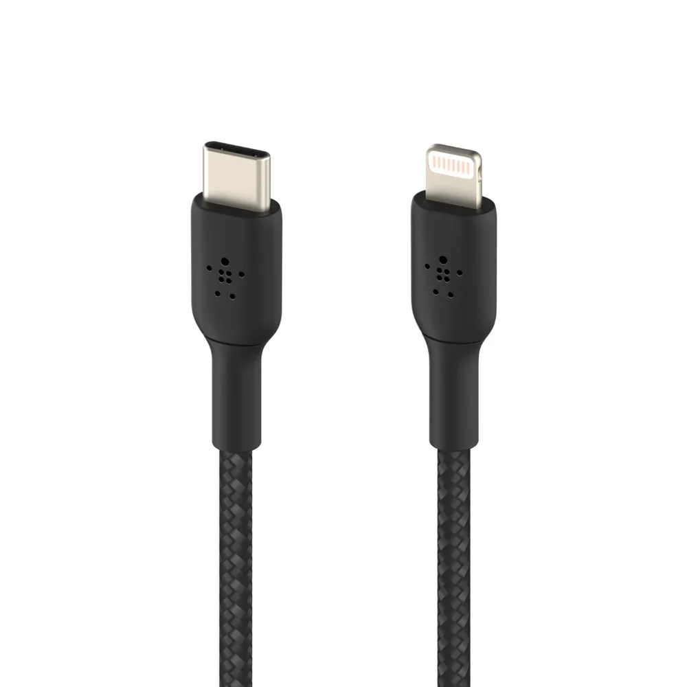 Кабель Belkin USB-C – Lightning 30 Вт, плетёный 1 м черный (CAA004BT1MBK) — фото 3