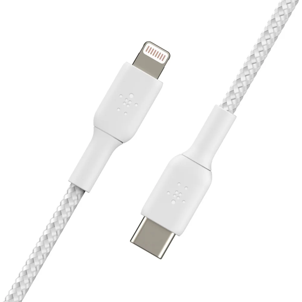 Кабель Belkin USB-C – Lightning 30 Вт, плетений 2 м білий (CAA004BT2MWH) — фото 3