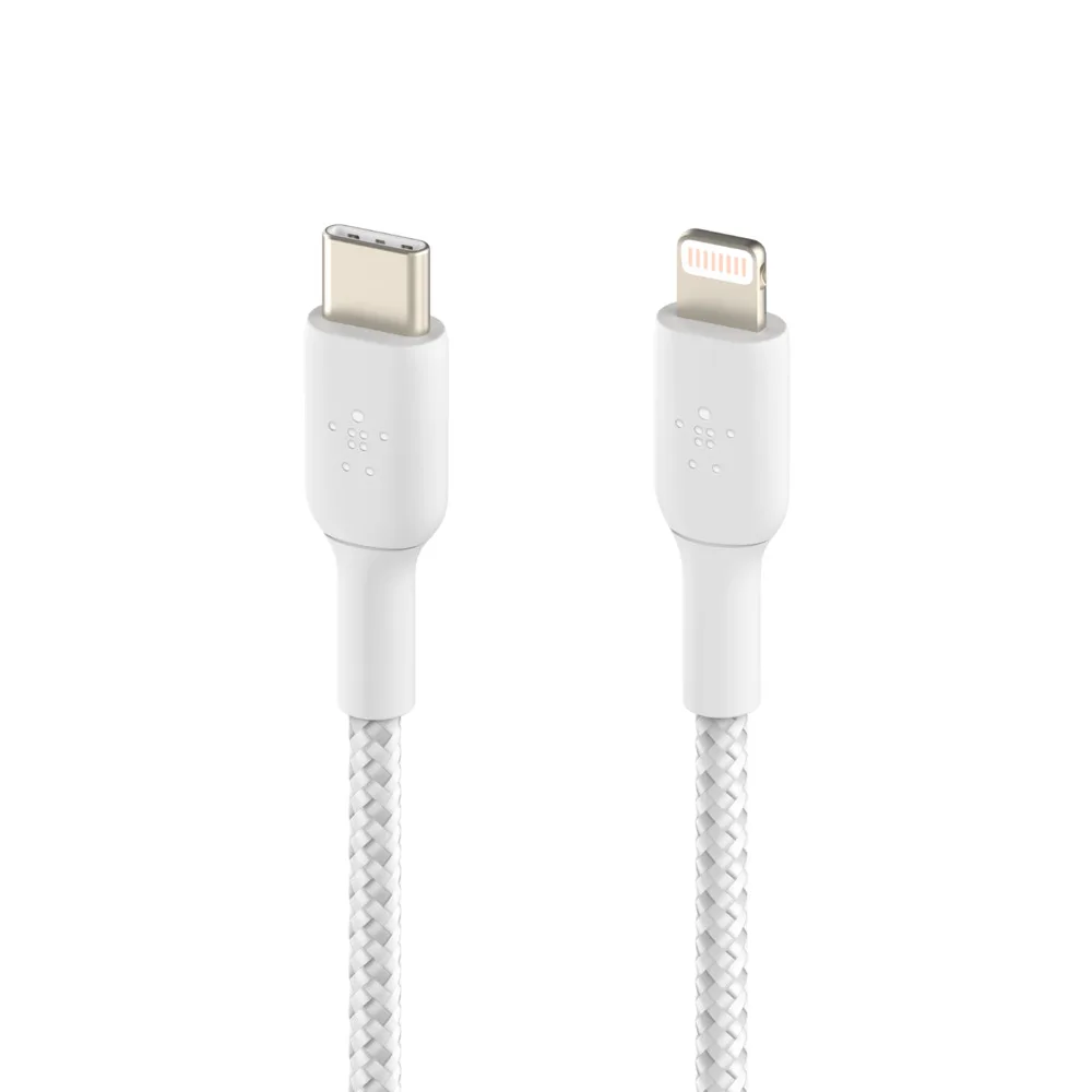 Кабель Belkin USB-C – Lightning 30 Вт, плетений 2 м білий (CAA004BT2MWH) — фото 4