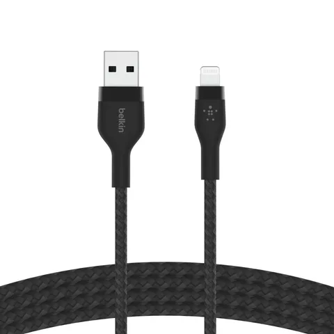 Кабель Belkin USB-A – Lightning 12 Вт, силіконовий 1 м чорний (CAA010BT1MBK)