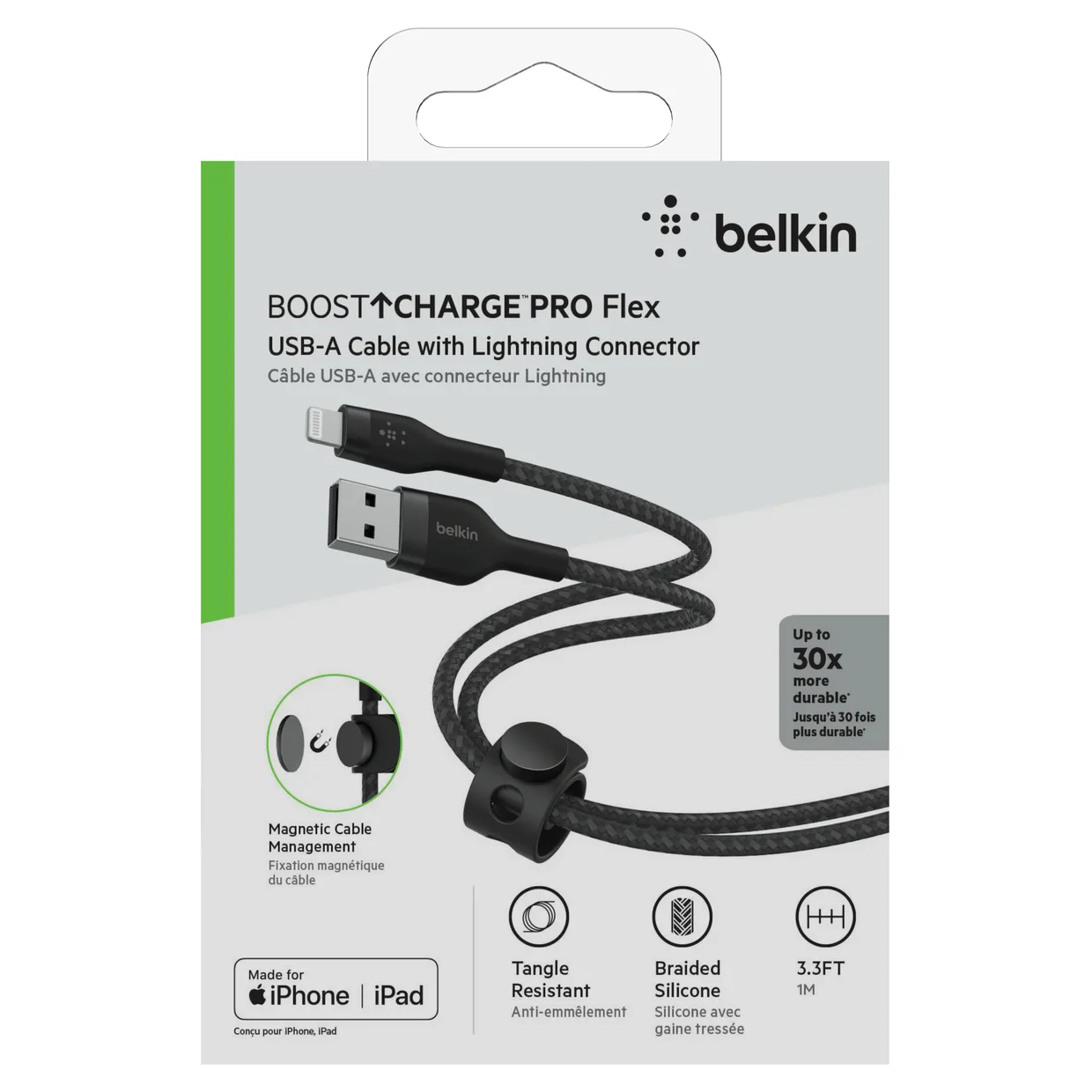 Кабель Belkin USB-A – Lightning 12 Вт, силиконовый 1 м черный (CAA010BT1MBK) — фото 2