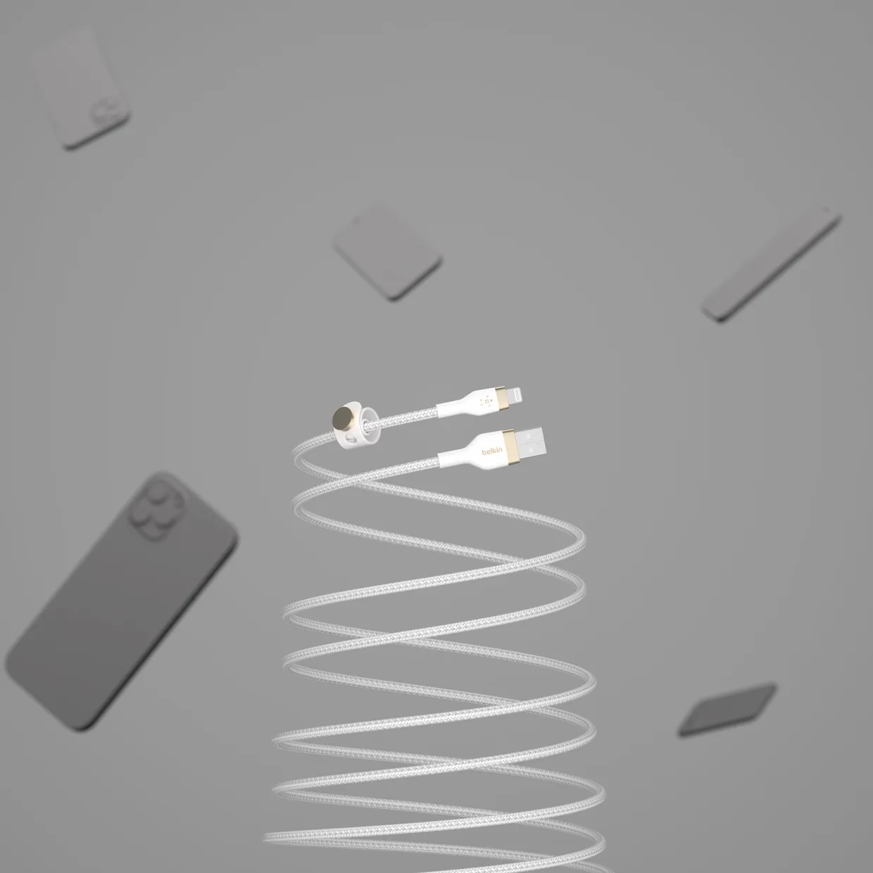 Кабель Belkin USB-A – Lightning 12 Вт, силиконовый 1 м белый (CAA010BT1MWH) — фото 8