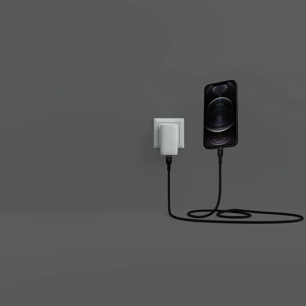 Кабель Belkin USB-C – Lightning, силіконовий 1 м чорний (CAA011BT1MBK) — фото 3