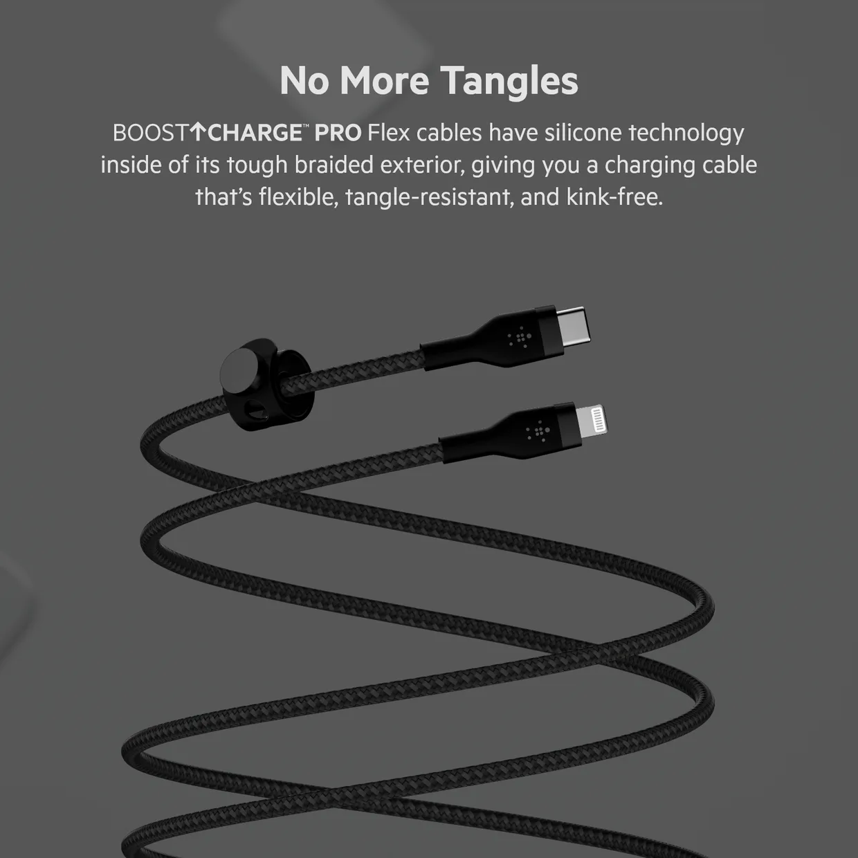 Кабель Belkin USB-C – Lightning, силіконовий 1 м чорний (CAA011BT1MBK) — фото 10