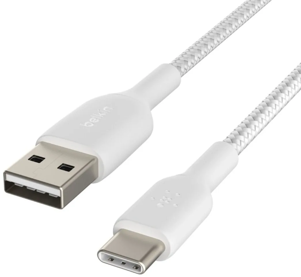 Кабель Belkin USB-A – USB-C 15 Вт, плетёный 2 м белый (CAB002BT2MWH) — фото 3