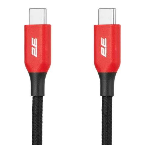 Кабель 2E USB-C – USB-C 100 Вт 1 м черно-красный (2E-CC100-WH)