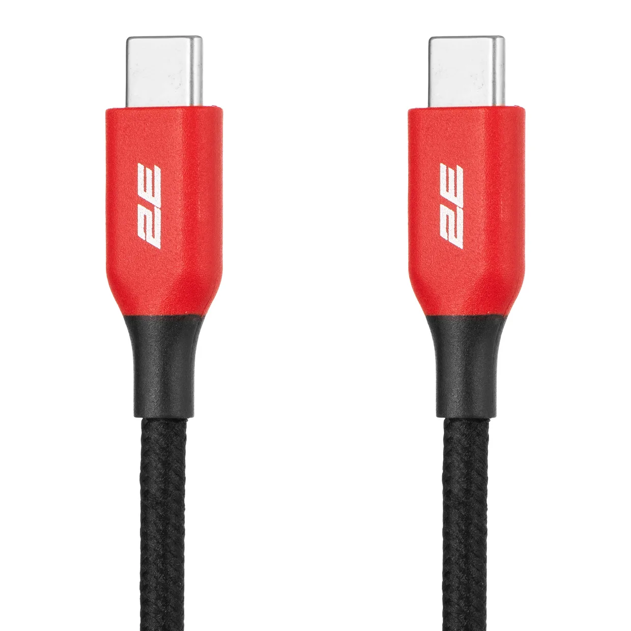 Кабель 2E USB-C – USB-C 100 Вт 1 м чорно-червоний (2E-CC100-WH)