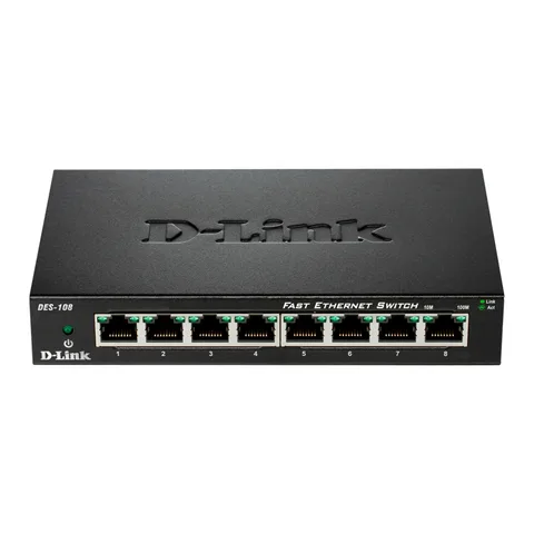 Коммутатор неуправляемый D-Link DES-108 8×FE