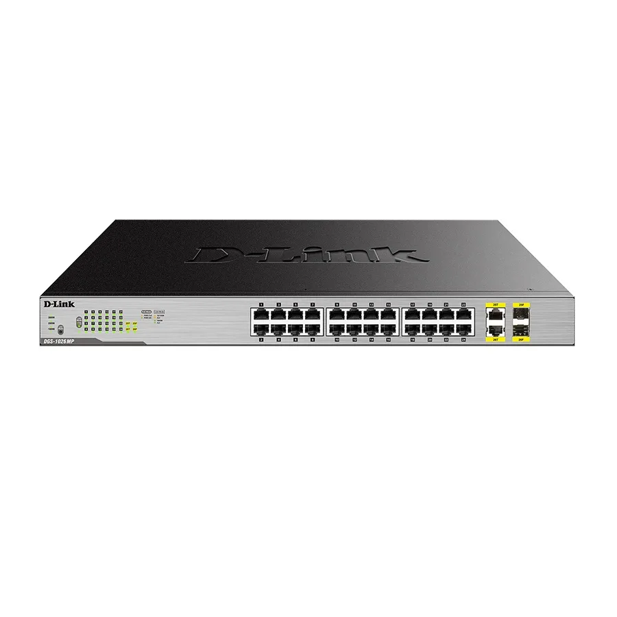 Коммутатор неуправляемый D-Link DGS-1026MP 24×GE PoE+ 370 Вт, 2×combo SFP