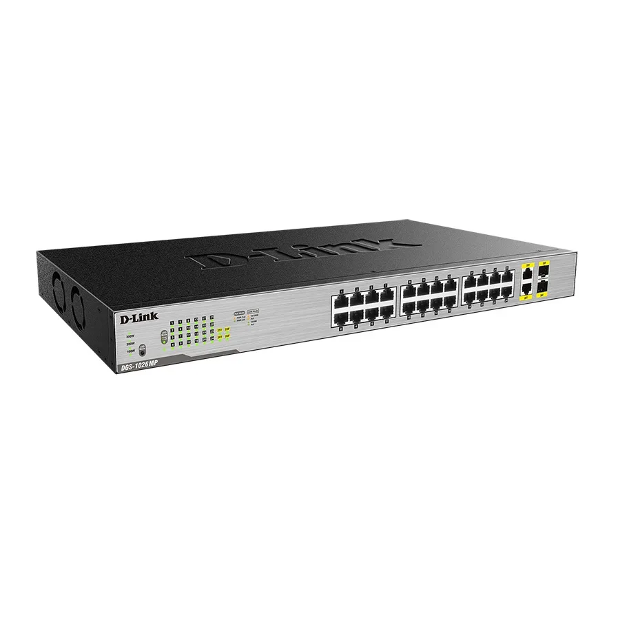 Коммутатор неуправляемый D-Link DGS-1026MP 24×GE PoE+ 370 Вт, 2×combo SFP — фото 3
