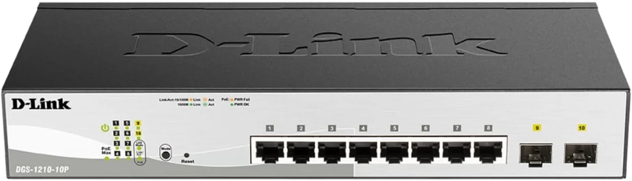 Коммутатор Smart D-Link DGS-1210-10P 8×GE PoE, 2×SFP