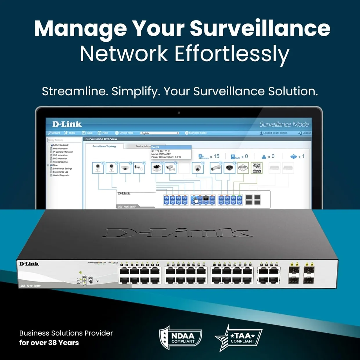 Коммутатор Smart D-Link DGS-1210-10P 8×GE PoE, 2×SFP — фото 12