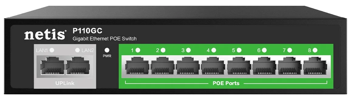 Коммутатор неуправляемый Netis P110GC 8×GE PoE, 2×GE uplink, 120 Вт — фото 4