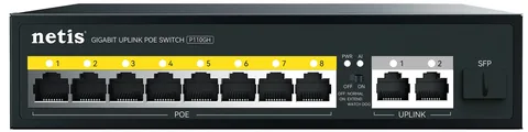 Коммутатор неуправляемый Netis P110GH 8×FE PoE, 2×GE uplink, 1×SFP, 120 Вт