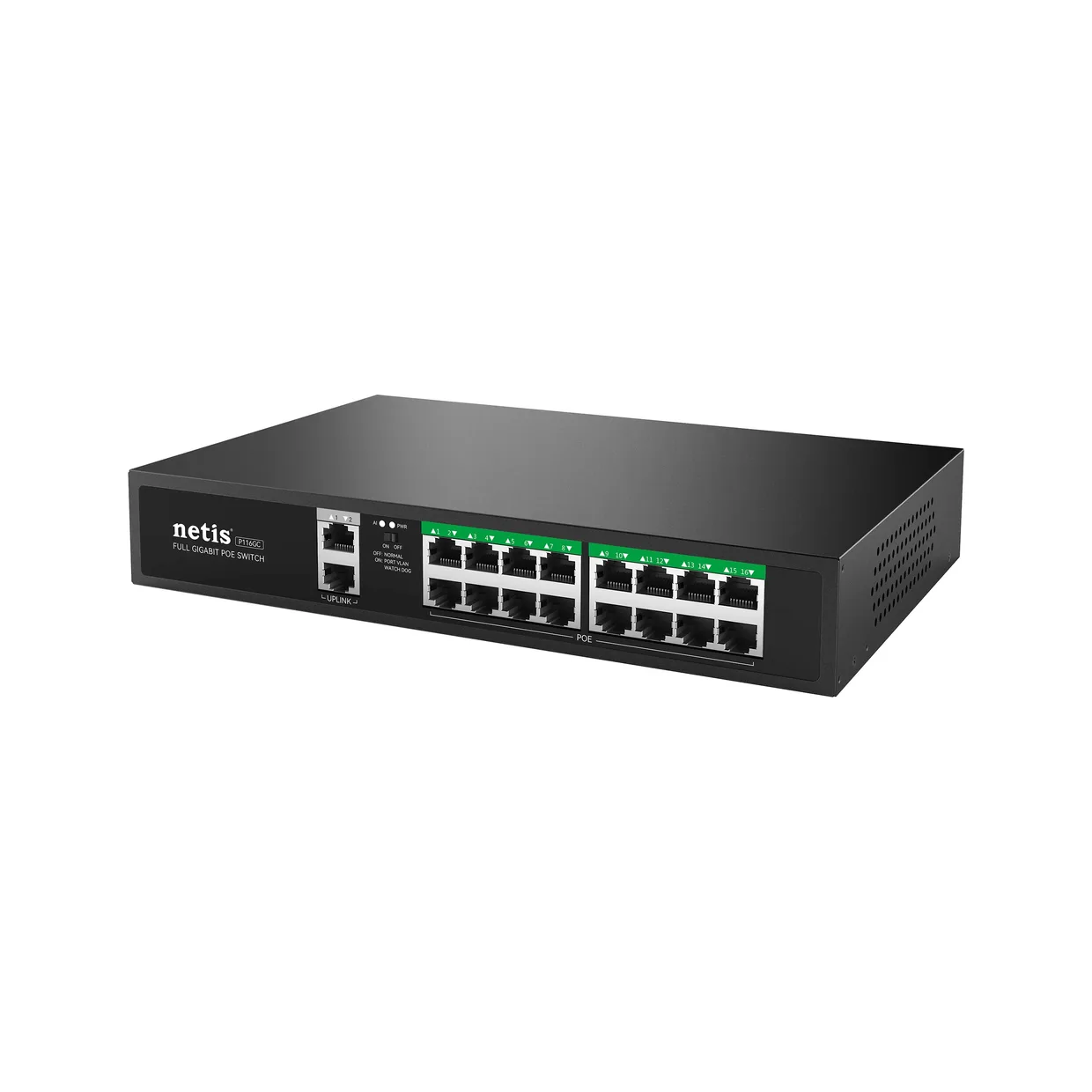 Коммутатор неуправляемый Netis P116GC 16×GE PoE, 2×GE uplink, 240 Вт — фото 3
