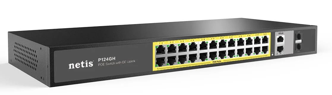 Коммутатор неуправляемый Netis P124GH 24×FE PoE, 2×GE uplink, 2×SFP, 360 Вт — фото 2