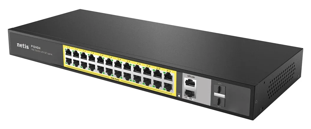 Коммутатор неуправляемый Netis P124GH 24×FE PoE, 2×GE uplink, 2×SFP, 360 Вт — фото 3