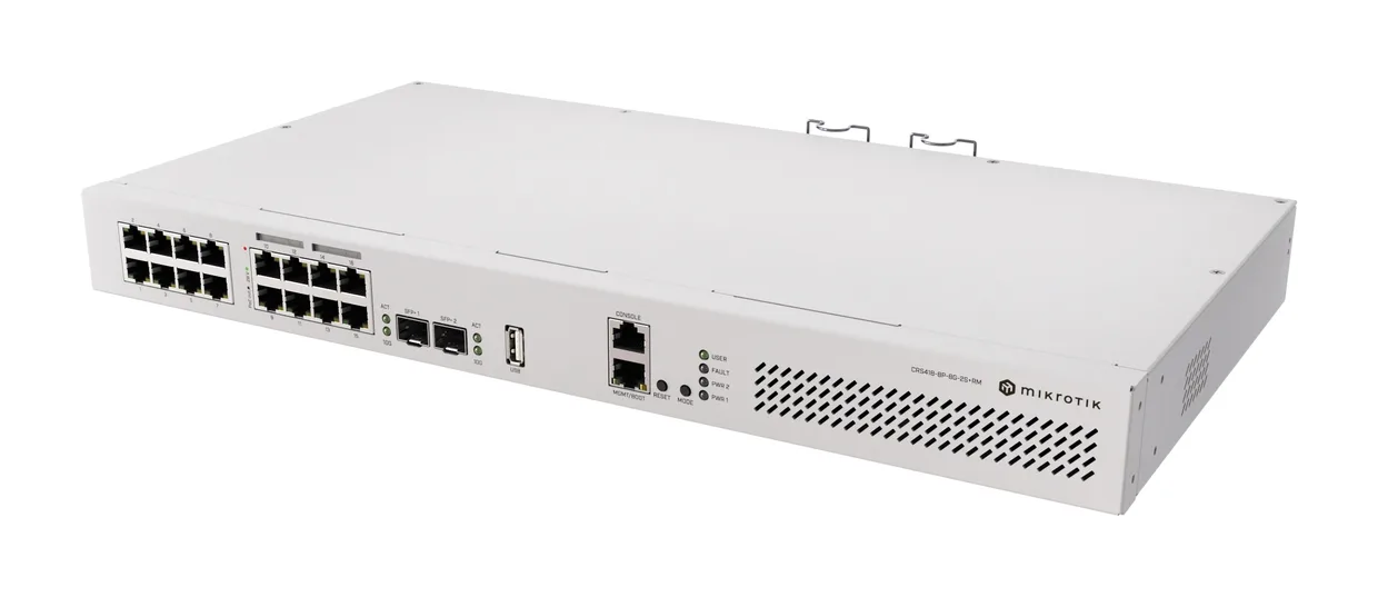 Комутатор MikroTik CRS418-8P-8G-2S+RM 8×GE PoE+, 8×GE, 2×SFP+ — фото 3