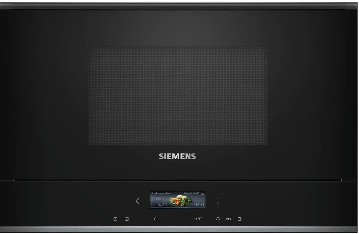 Мікрохвильова піч вбудована Siemens BE732R1B1 21 л чорна