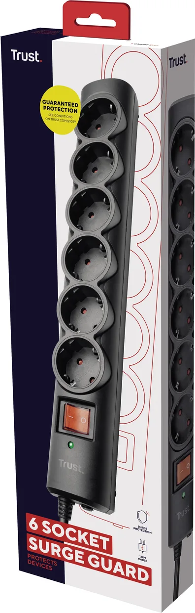 Сетевой фильтр Trust Surge Guard 6 розеток 1,8 м черный — фото 6