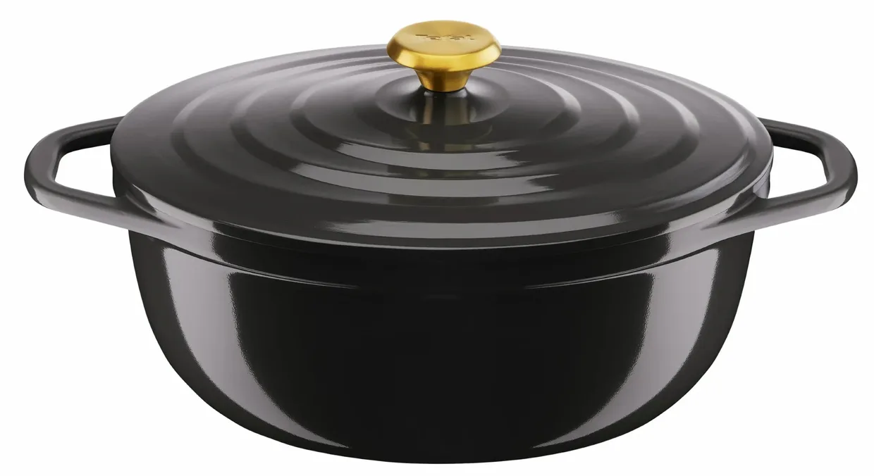 Каструля з кришкою Tefal Air 5,7 л, овальна, чорна (E2558904)