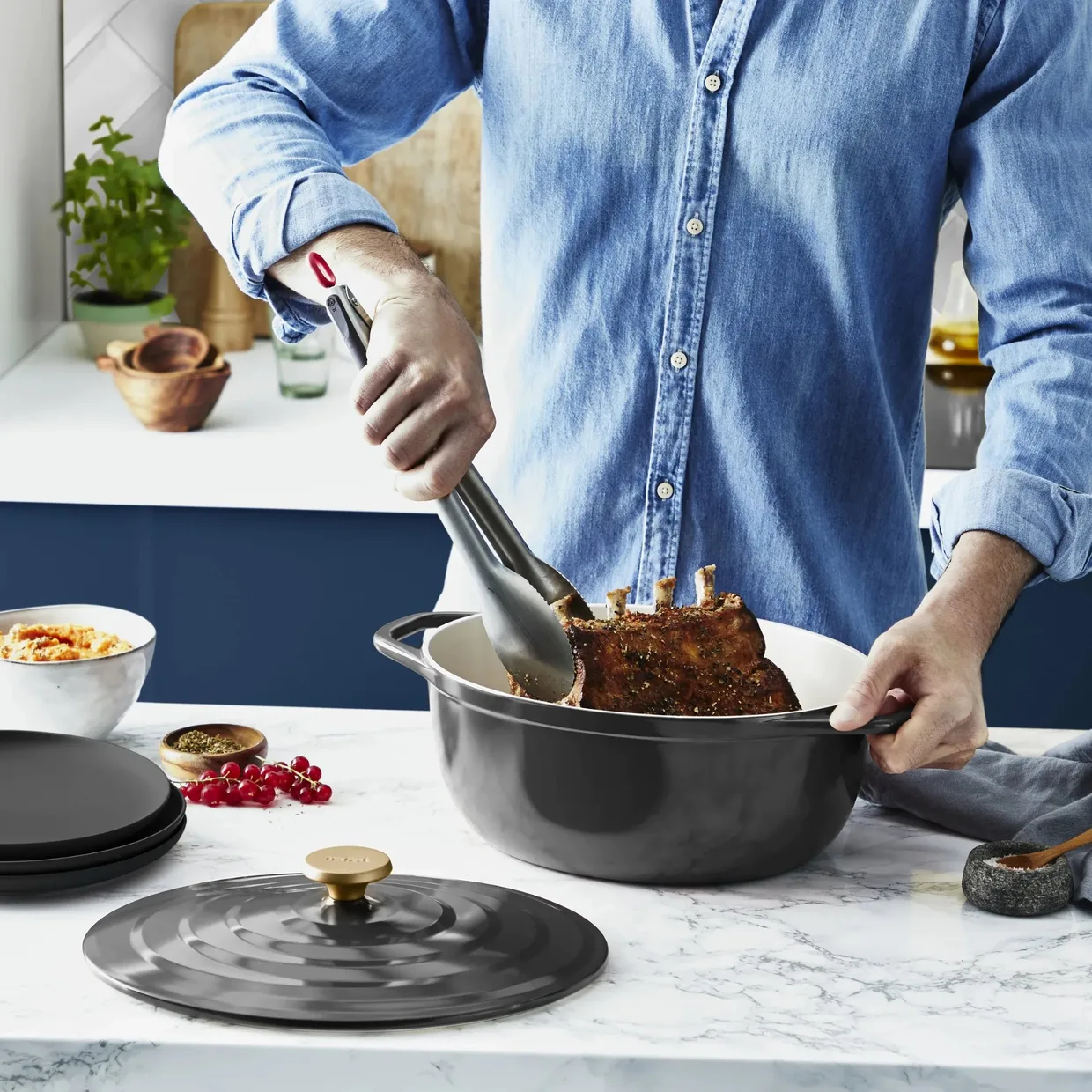 Каструля з кришкою Tefal Air 5,7 л, овальна, чорна (E2558904) — фото 7